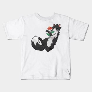 Flower Tuxedo Cat - Hibiscus Flower Kids T-Shirt